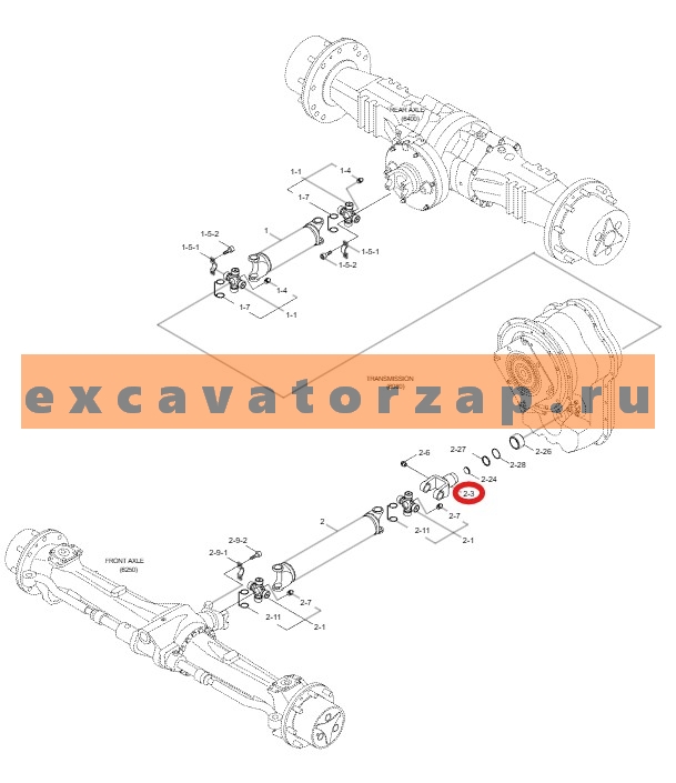Вилка (хвостовик, фланец) 200-141021T переднего карданного вала 81U6-30052 экскаватора погрузчика HYUNDAI H940S