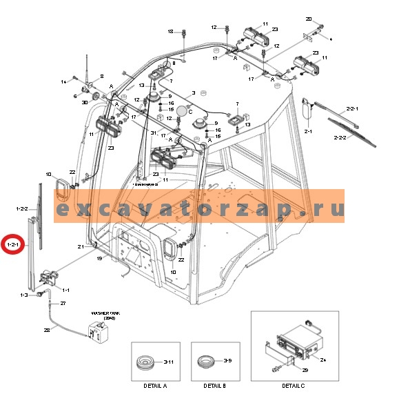 Поводок стеклоочистителя 24L3-41210 (передний) экскаватора погрузчика HYUNDAI H940S
