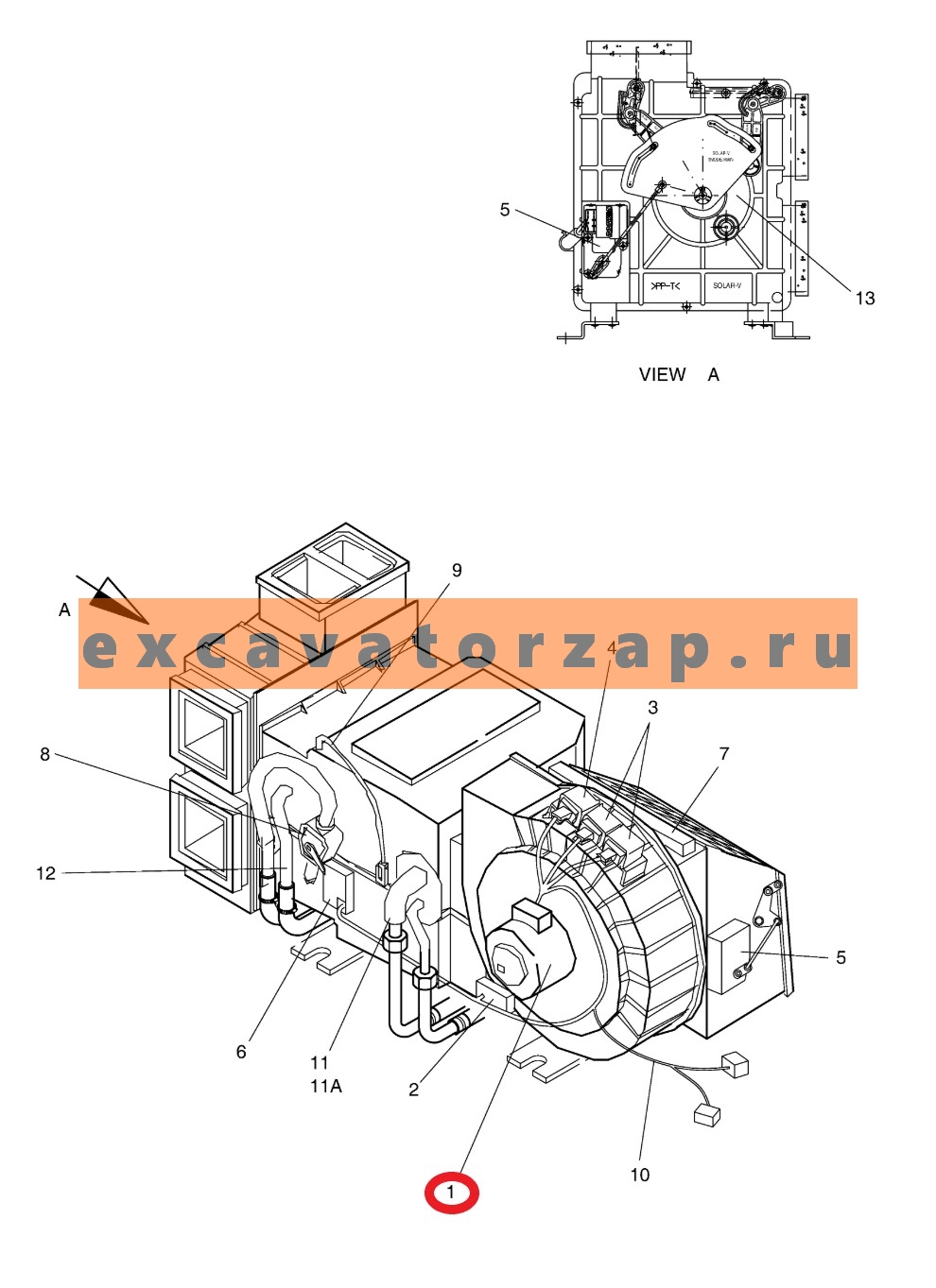 Мотор отопителя печки К1002206 Doosan DX (Аналог)