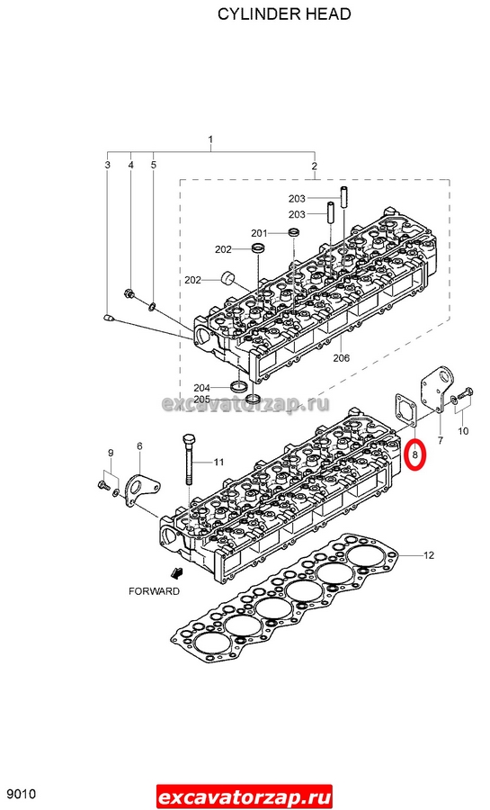 Прокладка головки блока цилиндров боковая 32A01-02600 экскаватора Hyundai