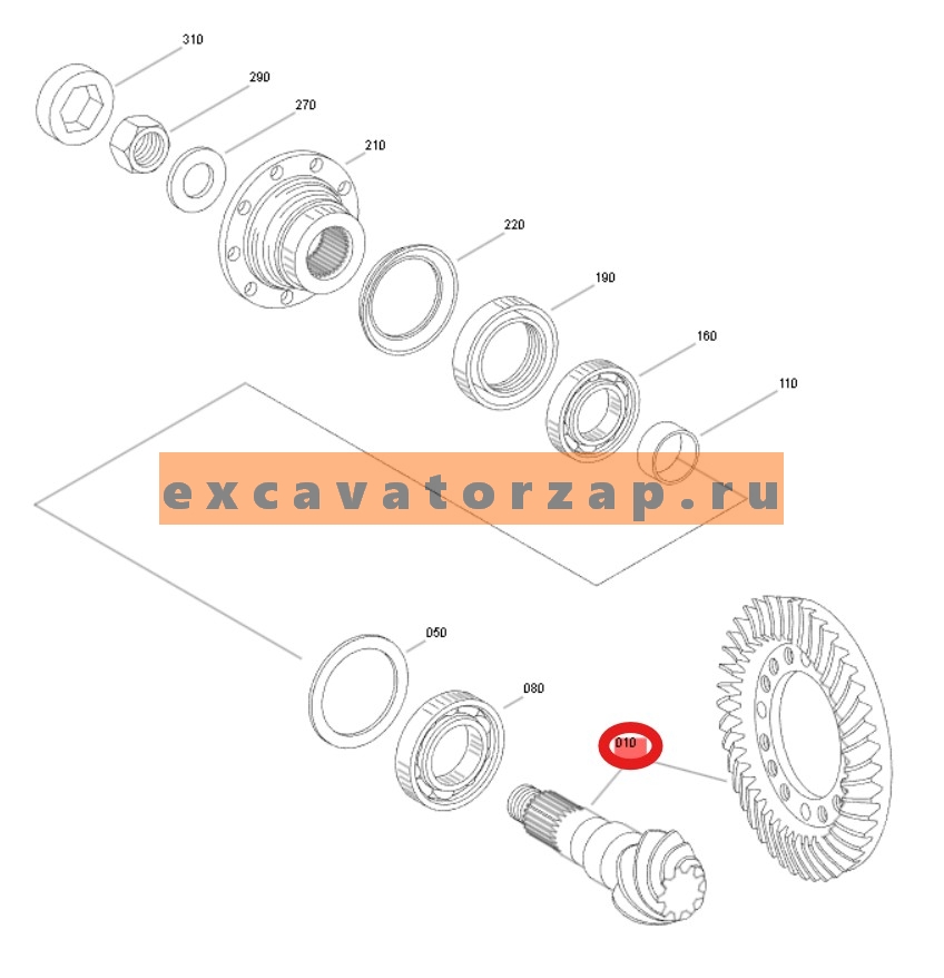 Главная пара ZGAQ-08226 (аналог, Турция) переднего, заднего мостов экскаватора HYUNDAI R170W-3, R170W-3, R1700