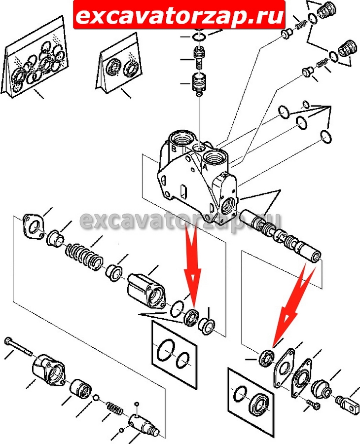 Набор уплотнений 844200632 (комплект из 2шт) секции распределителя экскаватора погрузчика Komatsu WB91R-2, WB93R-2, WB95R-2