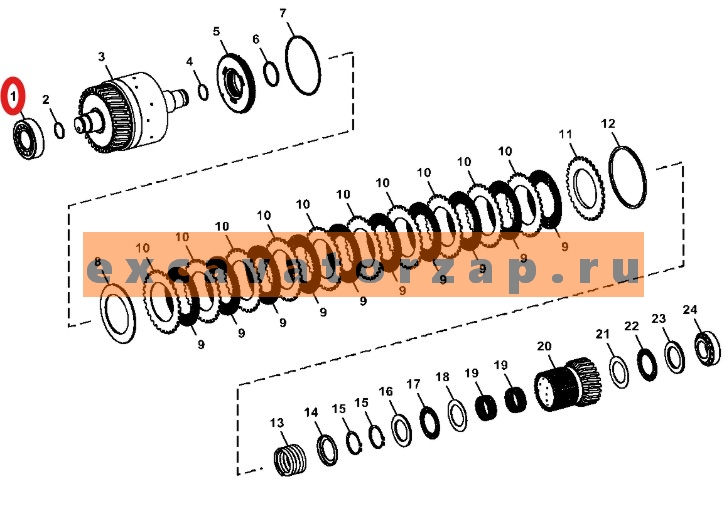 Подшипник ZGAQ-03097 (аналог, FERSA) муфты КПП экскаватора погрузчика HYUNDAI H940S