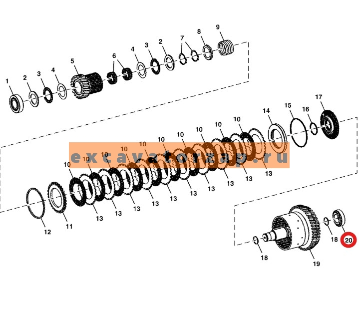 Подшипник ZGAQ-03080 (аналог, FERSA) муфты КПП экскаватора погрузчика Hyundai H940S
