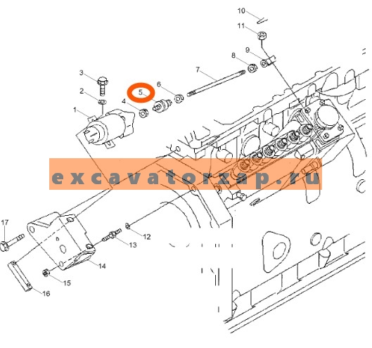 Шарнир XKDE-01353 соленоида глушения двигателя экскаватора HYUNDAI R210LC7, R210LC9BC, R210W9S, R260LC9S, RD220-7