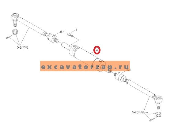 Гидроцилиндр ZTAM-00105 (АНАЛОГ) поворота колес переднего моста экскаватора HYUNDAI